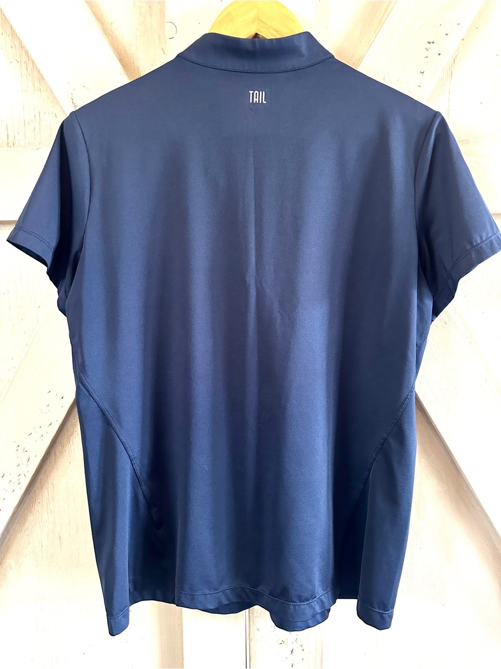 TAIL Golf Navy Blue Zip Mock Neck Short Sleeve Performance Top Women’s Size L - Picture 5 of 7